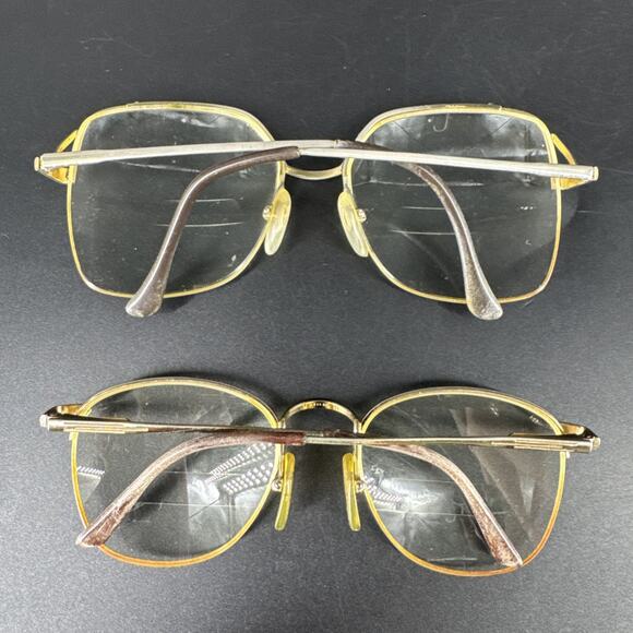 Vintage Half Rim Oversized Gold Tone Metal Frames Glasses Frames Only - Picture 2 of 16